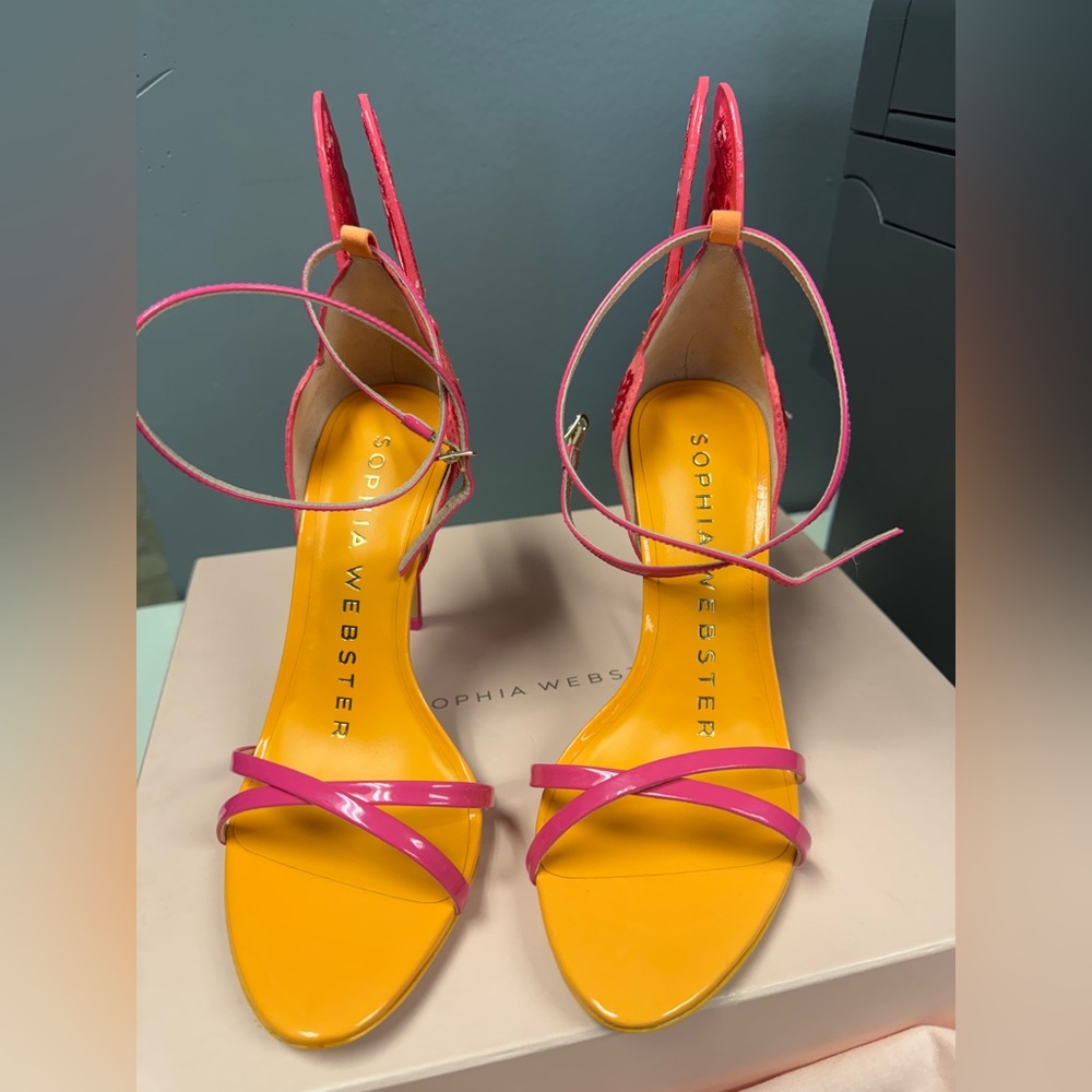Sophia Webster Vibrant Pink and Yellow Heels - Picture 6 of 13